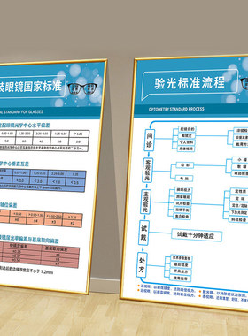 验光流程图眼科医院诊所配镜海报宣传挂图眼镜店装饰画眼球结构图
