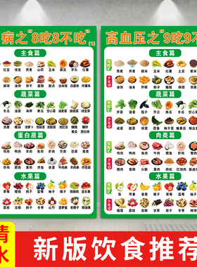 高血压血糖糖尿病食谱挂图相宜相克控糖指数表海报血脂饮食宜忌表