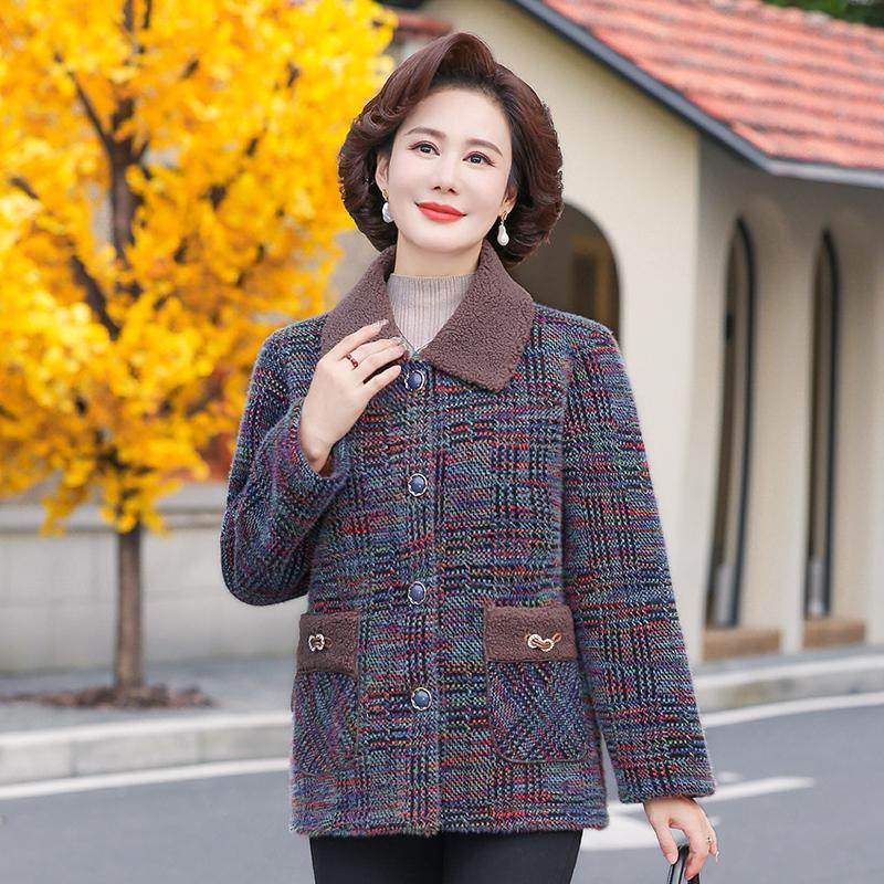 妈妈秋装短款水貂绒外套2025新款棉衣中老年女装秋冬洋气毛呢上衣,女装/女士精品,中老年女装,淘宝优惠券,粉丝福利购,淘宝优惠卷