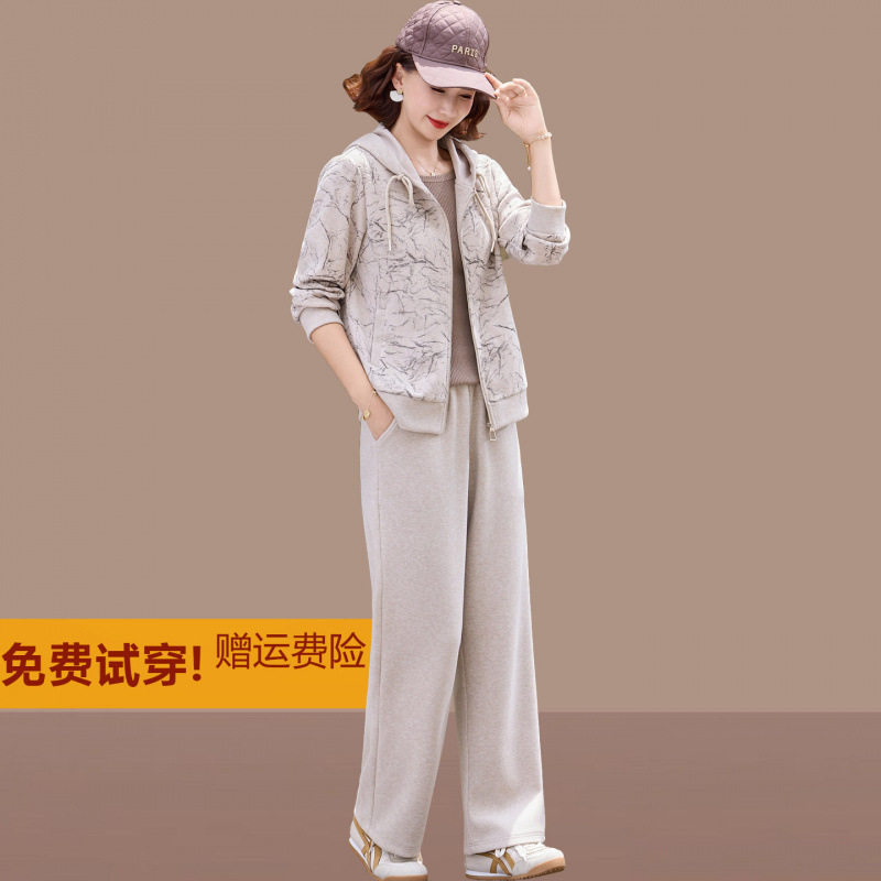 中年女士秋季运动套装洋气新款妈妈秋装时尚两件套休闲上衣女春秋