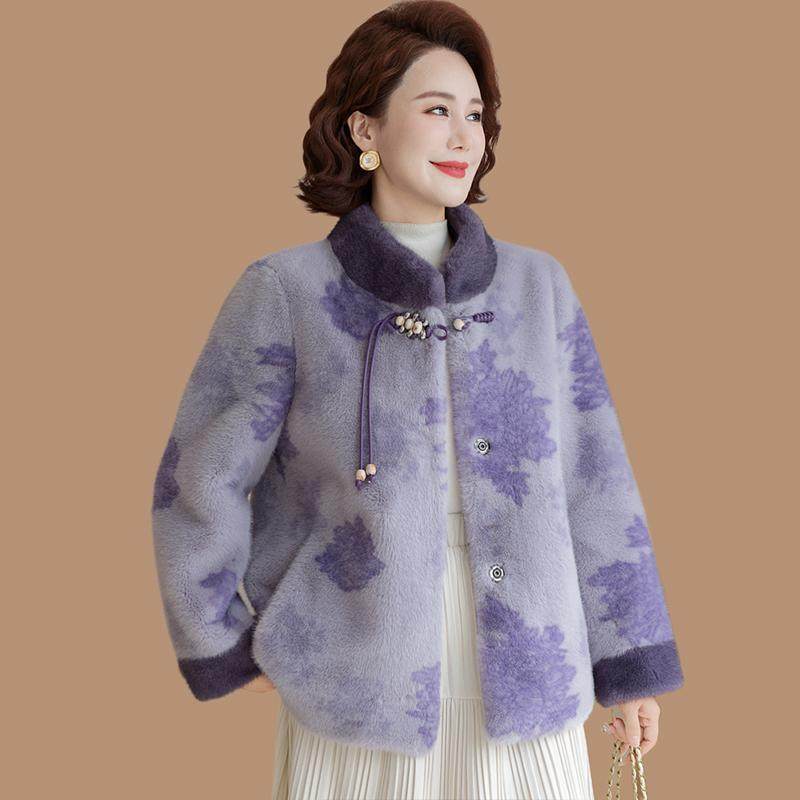 妈妈秋冬装国风加厚外套洋气短款水貂绒毛呢中老年女皮毛一体大衣,女装/女士精品,中老年女装,淘宝优惠券,粉丝福利购,淘宝优惠卷