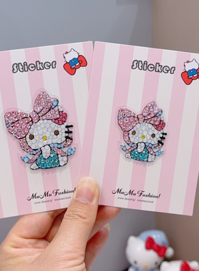 mumu饰品日韩可爱Kitty飘带蝴蝶结水钻贴纸手机壳手帐素材