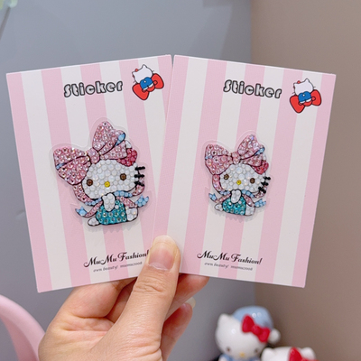 mumu饰品日韩可爱Kitty飘带蝴蝶结水钻贴纸手机壳手帐素材