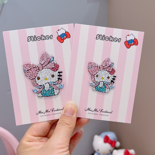 mumu饰品日韩可爱Kitty飘带蝴蝶结水钻贴纸手机壳手帐素材