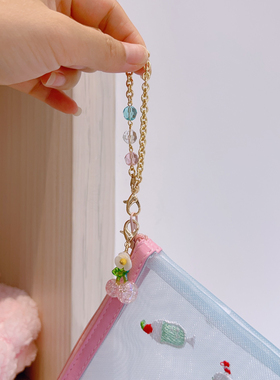 mumu原创手作14k保色清新串珠拉链扣多色挂件翻包挂坠化妆包素链