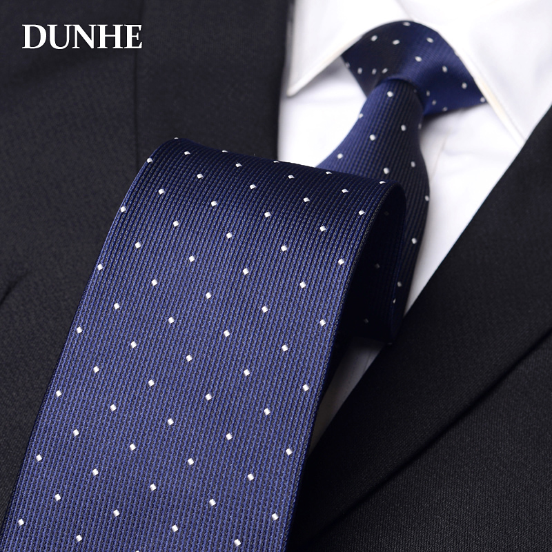 藏青圆波点商务宽版9cm领带男士