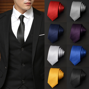 黑蓝红色时尚 单色宽8cm 新郎结婚 纯色领带男士 职业潮 6cm商务正装