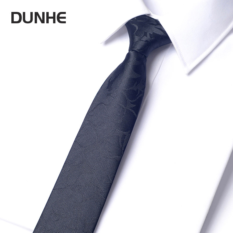 6cm韩版休闲领带黑色花纹男时尚窄版衬衫工作上班职业手打款西装