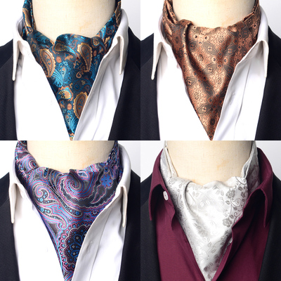 提花涤纶英伦腰果复古领巾正装