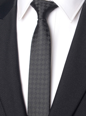 5cm窄版蓝色黑领带男韩版手打 拉链领带易拉得简便新郎伴郎潮盒装