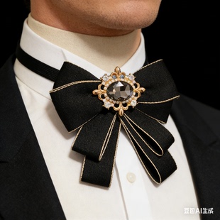  复古宝石领结 男士商务婚礼领结 衬衫装饰两用领结