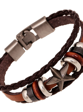 手工手链牛皮饰品复古