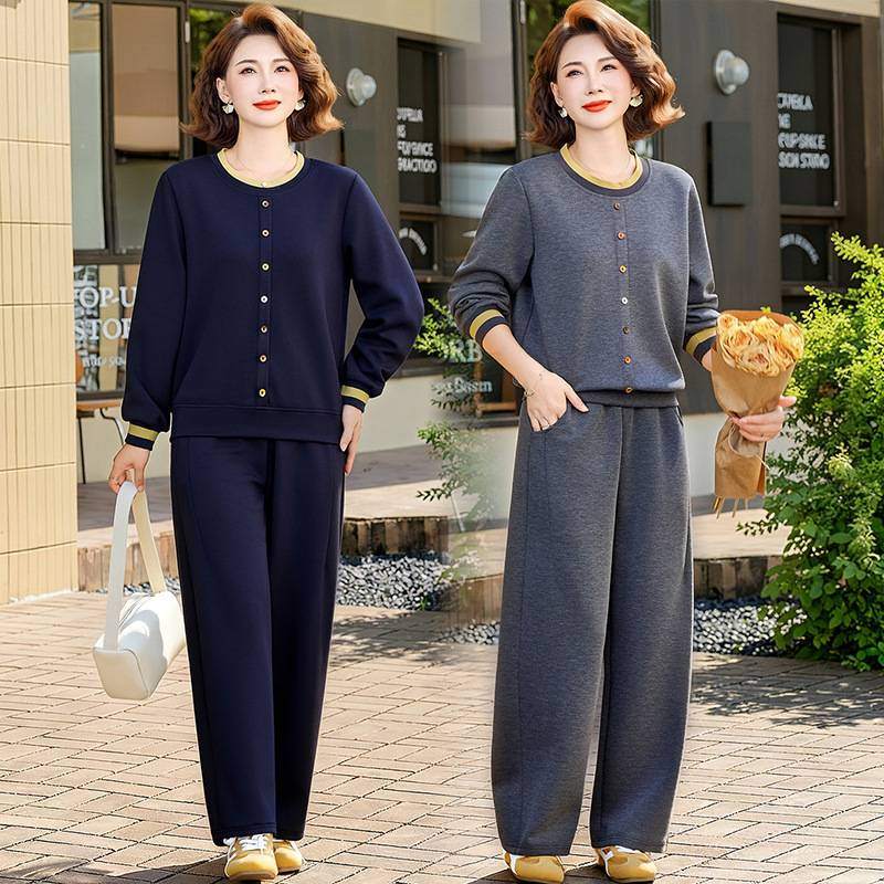 官方正品妈妈装套装秋装新品衣服40-50岁中老年女装洋气大码宽松