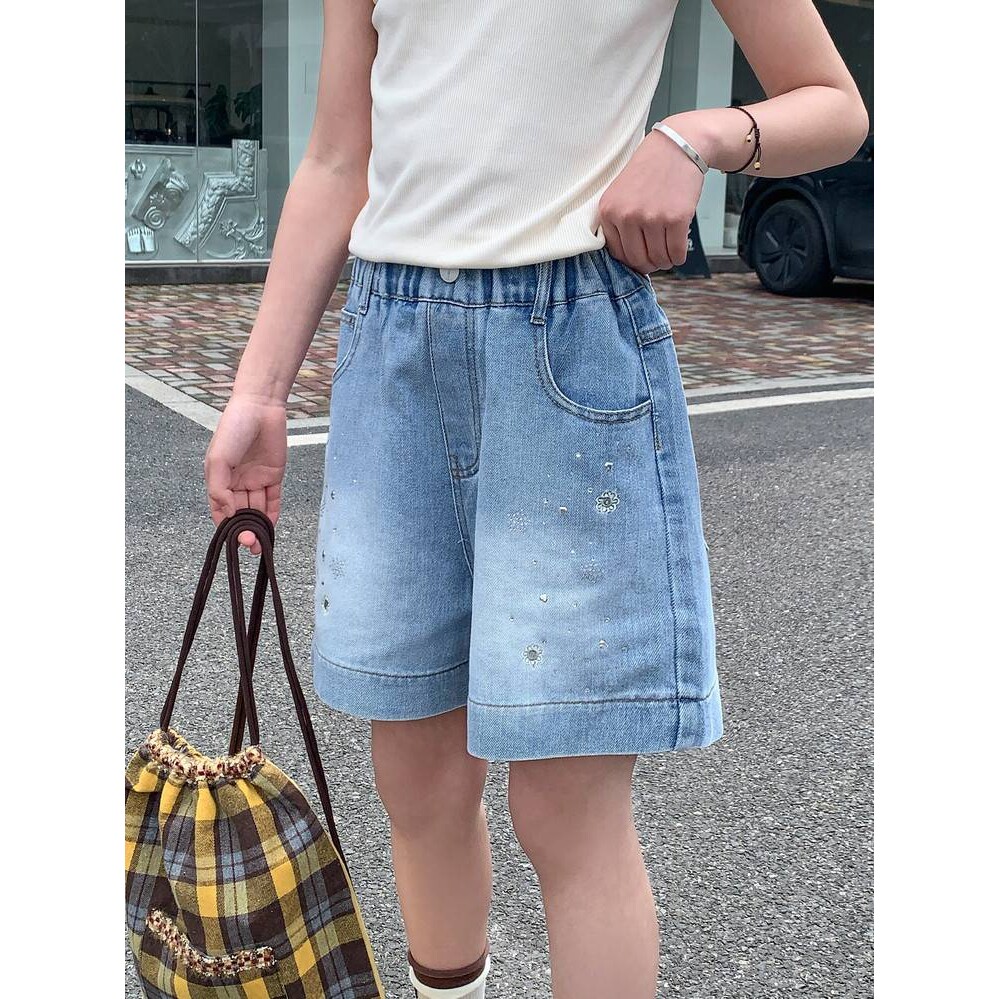 官方正品女童短裤外穿夏季薄款2026新款夏装女孩网红轻薄牛仔裤儿