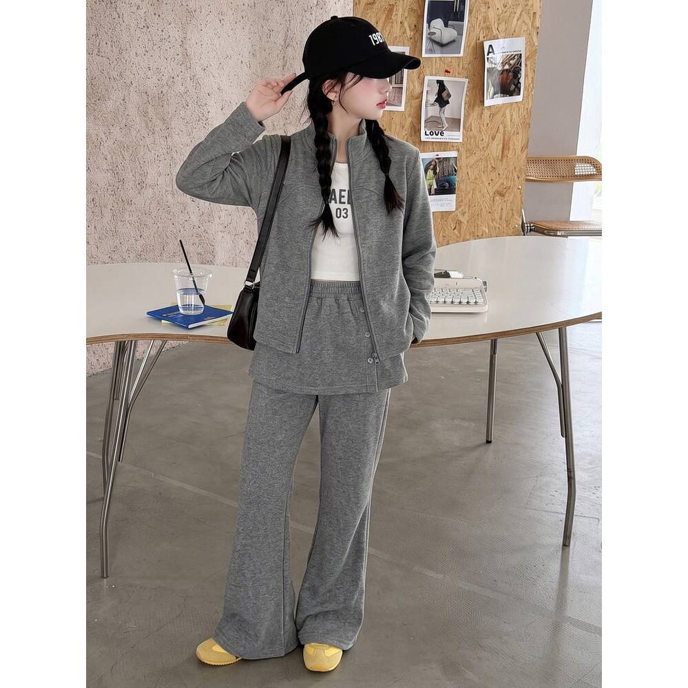 官方正品女童卫衣套装春秋款儿童外套喇叭裤中大童女孩裙裤休闲运