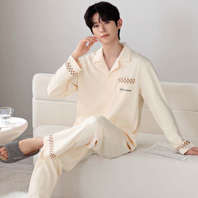 官方正品睡衣男士春秋纯棉长袖新款秋款翻领秋季男款可外穿夏季家