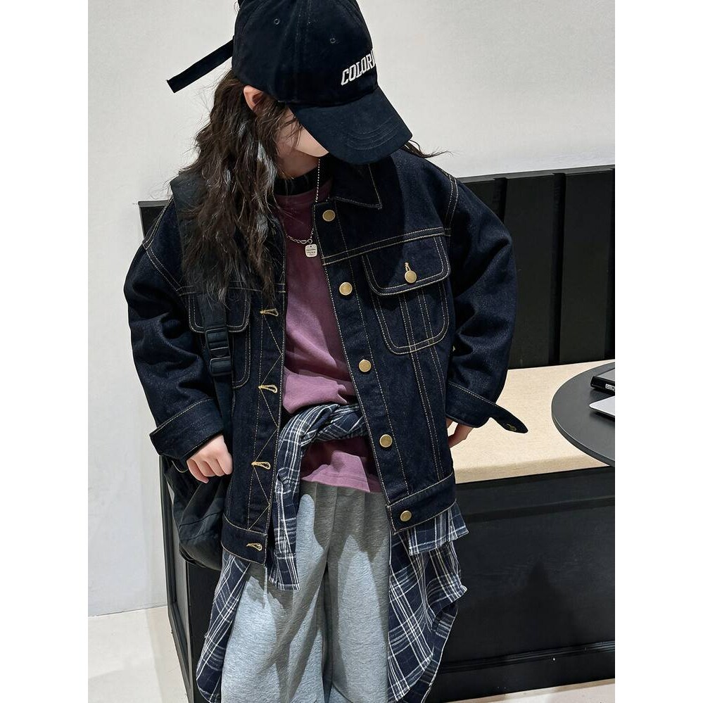 官方正品女童外套春秋款2026新款儿童洋气时髦时尚牛仔衣女大童秋