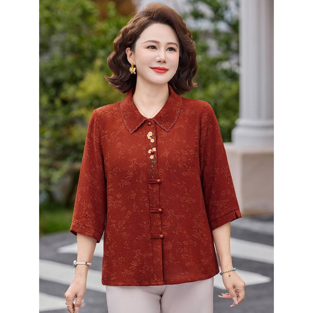 官方正品妈妈夏装衬衫2026新款衣服中老年人女装上衣奶奶春季开衫