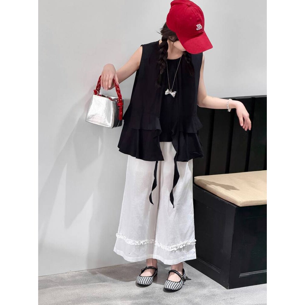 官方正品女童超好看套装儿童娃娃衫2026夏季新款阔腿裤两件套大童