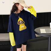 新款 T恤2026年春季 中大儿童印花内搭上衣休闲撞 女童长袖 官方正品