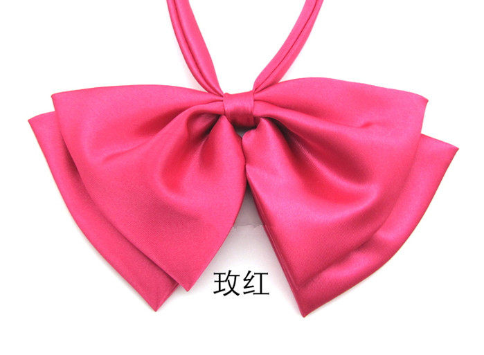 女士休闲光面双层领花涤纶丝系扣红橙黄绿青蓝紫白黑纯色蝴蝶领结