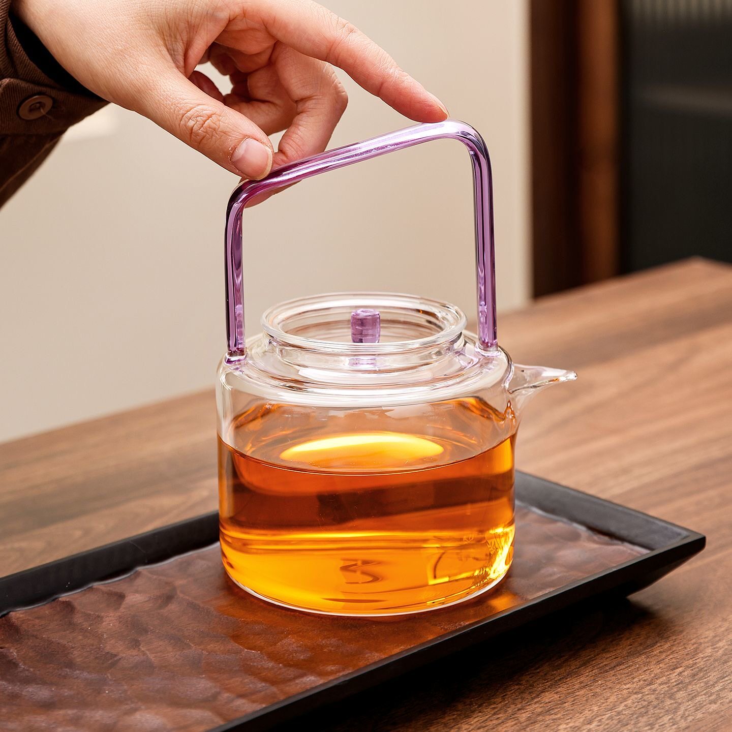 纯手工煮茶烧水玻璃壶加厚耐玻璃红把提梁壶功夫茶具电陶炉专用