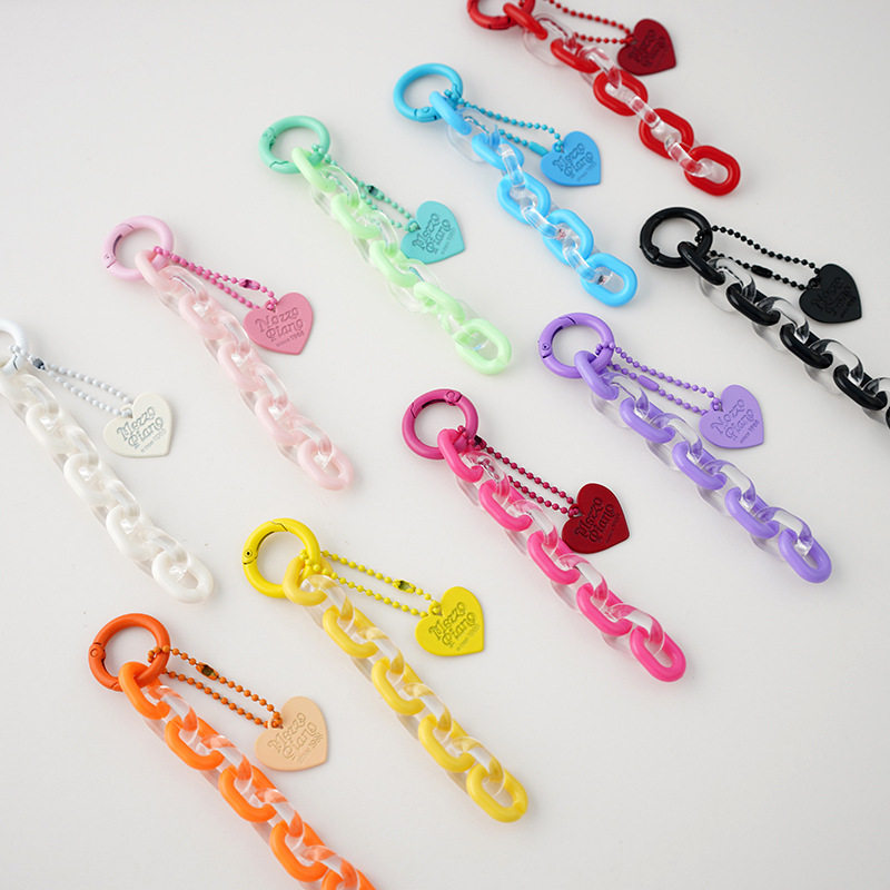 新色系夏日果冻亚克力链条爱心airpods保护套挂件包包钥匙扣挂链