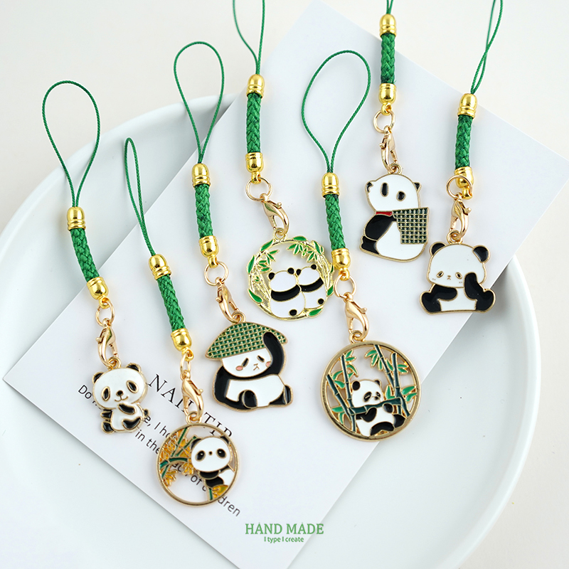 四川成都熊猫挂绳耳机U盘防丢钥匙扣吊坠熊猫纪念品国潮汽车