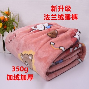 法兰绒女士睡裤长款秋冬季加厚加绒保暖宽松大码暖暖裤珊瑚绒女裤