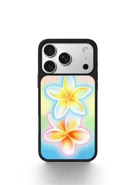 渐变双生鸡蛋花朵手机壳适用苹果iPhone17//16/15/14/pro/max/plus//air硅胶防滑保护壳