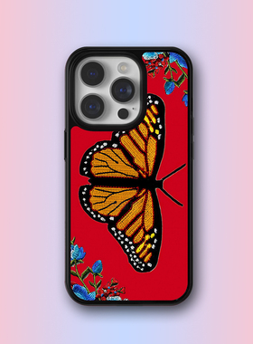 欧美风WF同款红色蝴蝶iPhone16pro手机壳15plus苹果14/13mini防摔12/11/xsmax