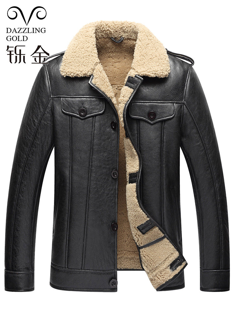 冬季外套加厚款翻领男皮毛一体