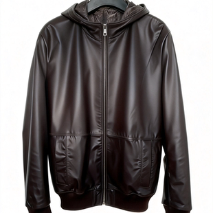 牛皮皮衣男款皮夹克外套春秋单皮休闲新款头层真皮带帽款真皮衣