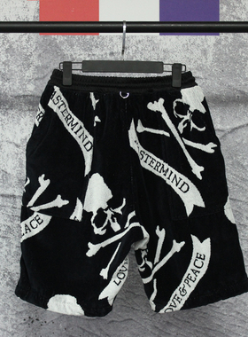 2021夏季新款MastermindJapan欧美潮牌风暗黑mmj大骷髅珊瑚绒短裤