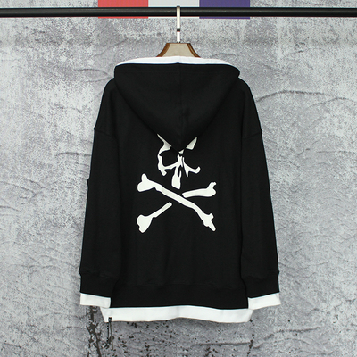 冬季MastermindJapan刺绣连帽骷髅卫衣情侣款mmj假两件套头帽衫