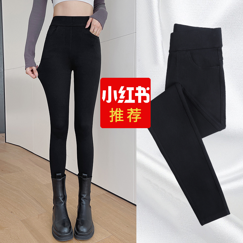 155小个子打底裤女外穿春夏款高腰显瘦紧身八九分高级小黑裤百搭