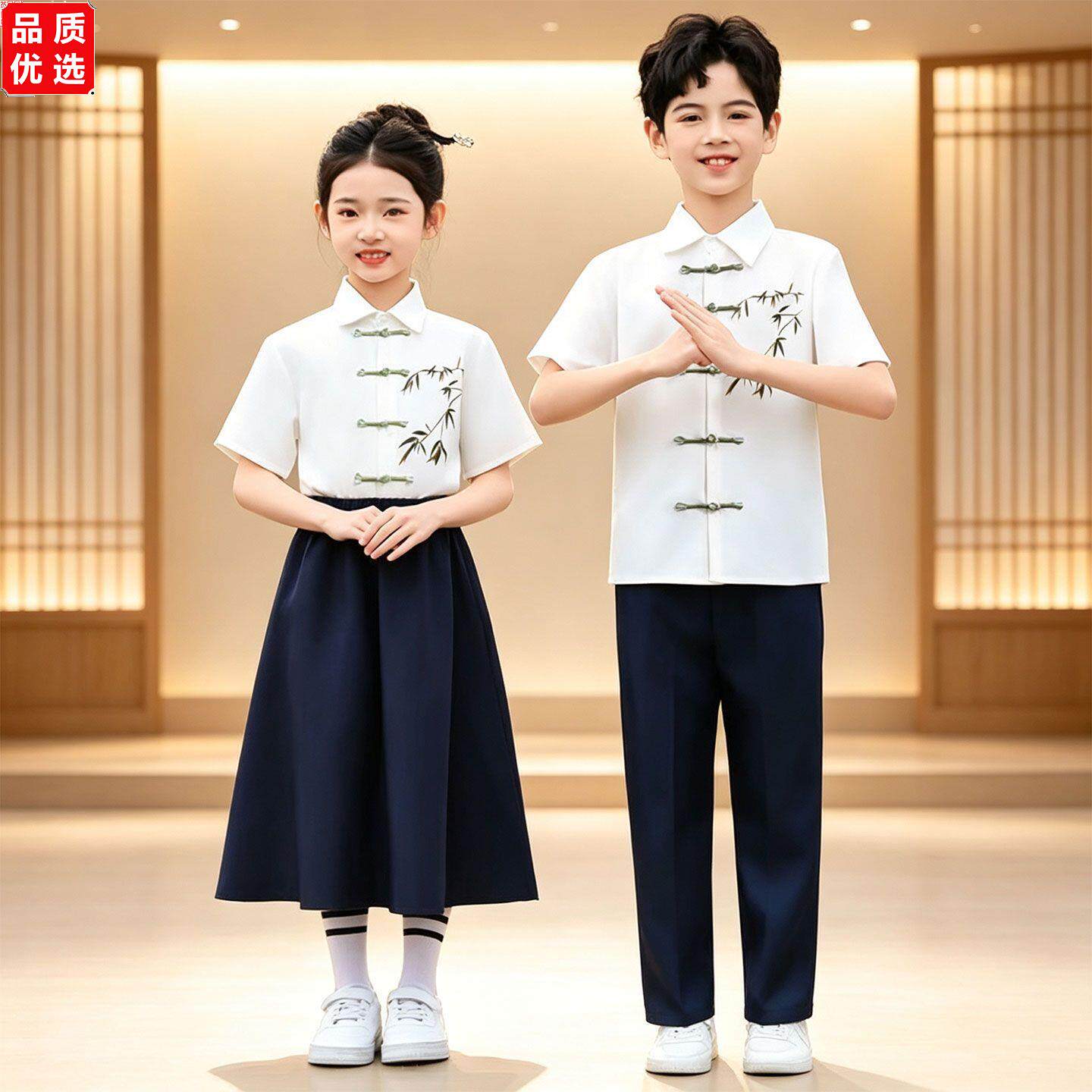 国庆节儿童演出服合唱表演服中小学生国风班服诗歌朗诵幼儿园园服