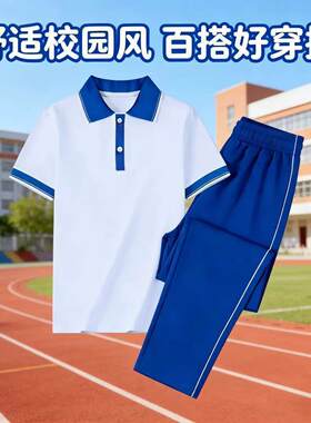 夏季校服上衣polo衫宝蓝