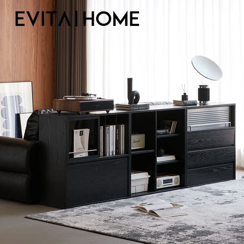 EVITAHome意式极简书柜书架落地置物架客厅储物柜收纳柜展示柜子