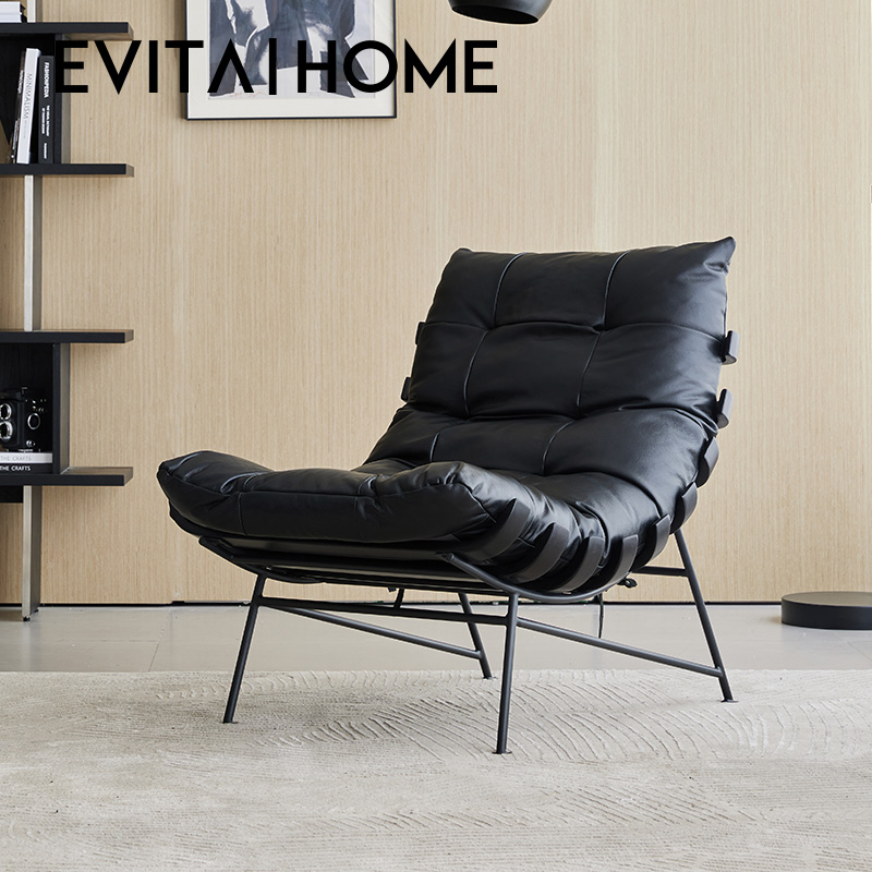 Evitahome真皮沙发椅家用单人椅子头层牛皮懒人沙发现代简约阳台