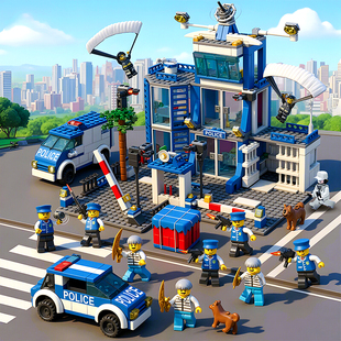 2026新款城市特警察总局积木指挥车益智拼装儿童玩具男孩生日礼物