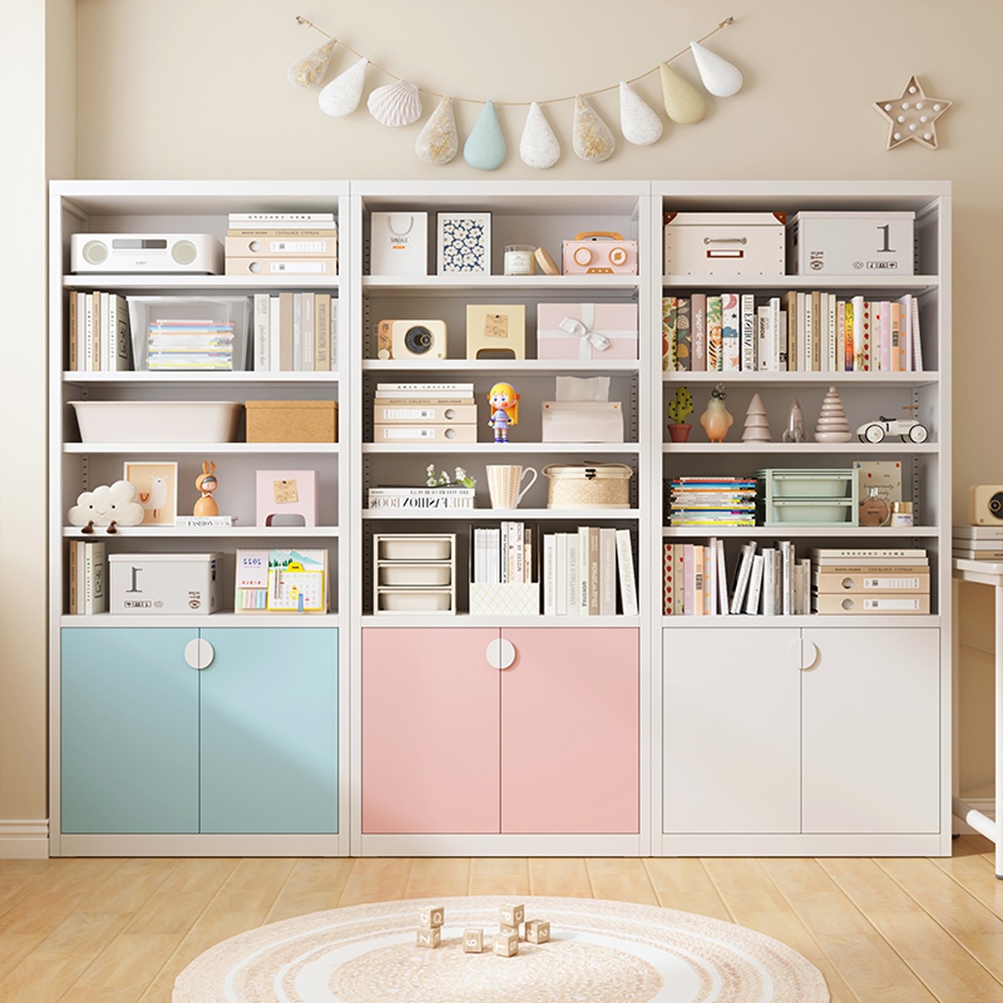 儿童书架落地置物架客厅书柜储物柜一体靠墙学生家用钢制收纳柜窄,住宅家具,书架,淘宝优惠券,粉丝福利购,淘宝优惠卷