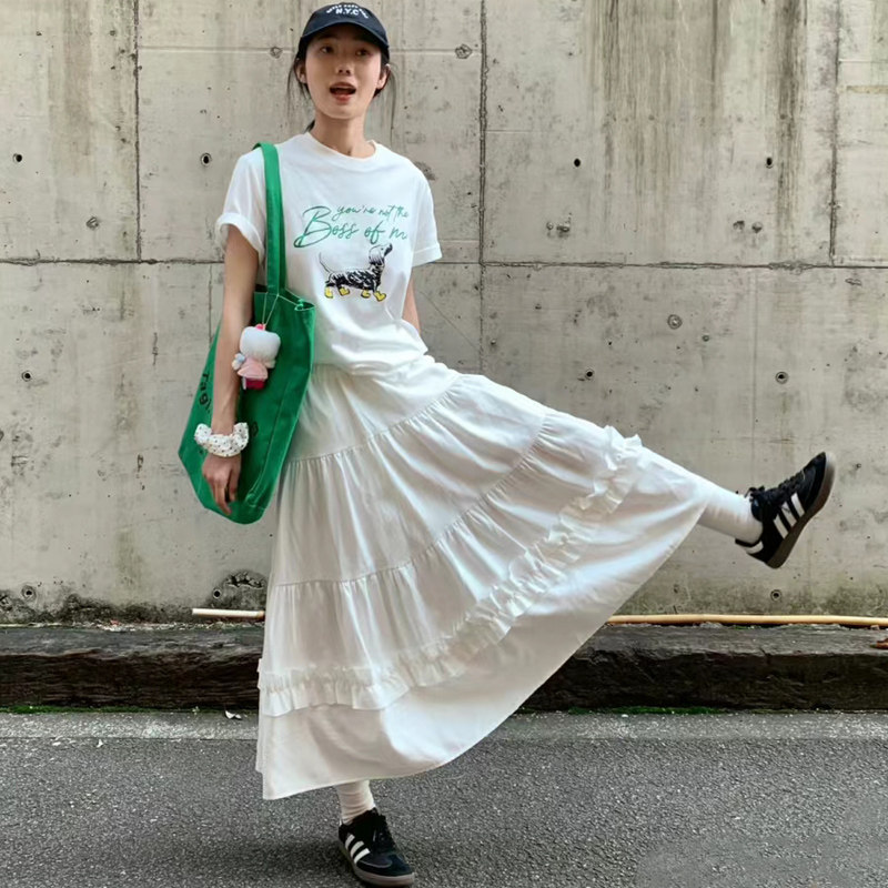 白色法式蓬蓬裙女春秋夏2025新款气质仙女a字半身裙芭蕾蛋糕裙子