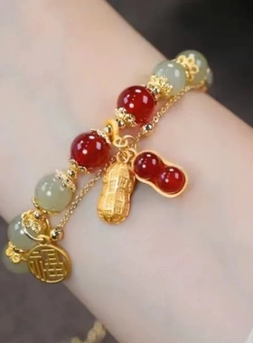 网红爆款好事花生福牌气质手链女潮新款双层叠戴轻奢高档个性手链