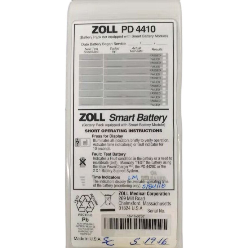 适用美国进口ZOLL卓尔PD4410\M-Serie\1600\2000除颤仪10V2.5电池
