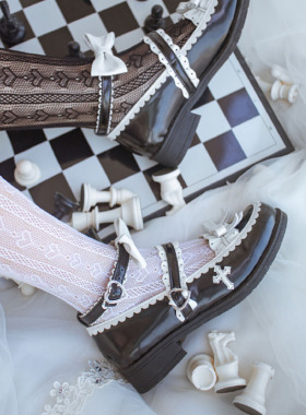 新款正品蝴蝶酥兔叽殿下原创Lolita鞋日系花边圆头学生女皮鞋现货