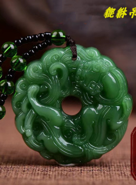 【时来运转】貔貅吊坠碧绿色项链吊坠男女同款个性挂坠首饰批发