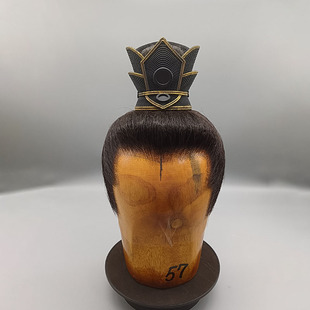 古风复古春秋战国蜀汉汉昭烈帝三分魏蜀吴3D黑纱树脂头饰发冠