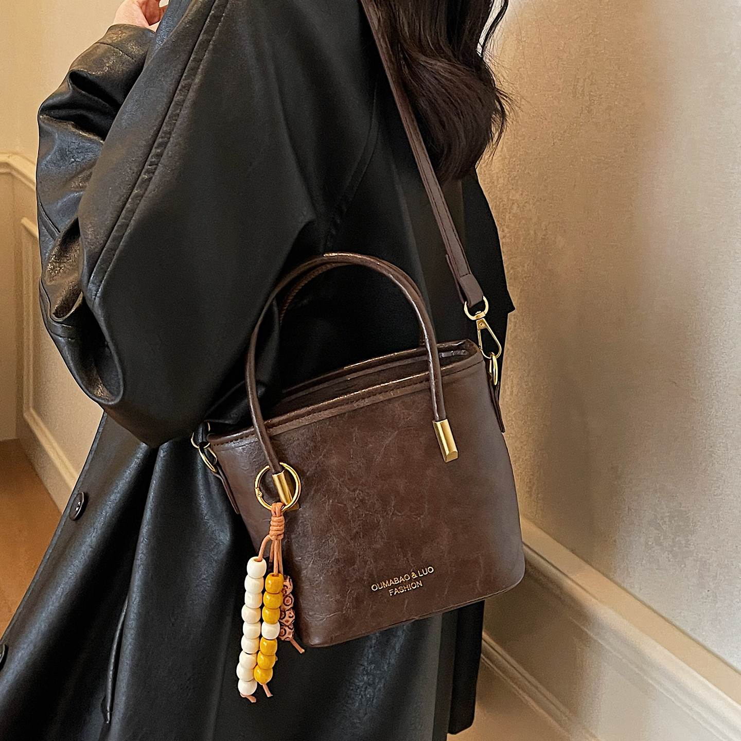 复古休闲百搭大容量水桶包