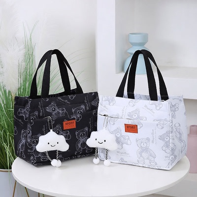 大容量加厚牛津纺手提包上班午餐饭盒通勤便当handbags包women